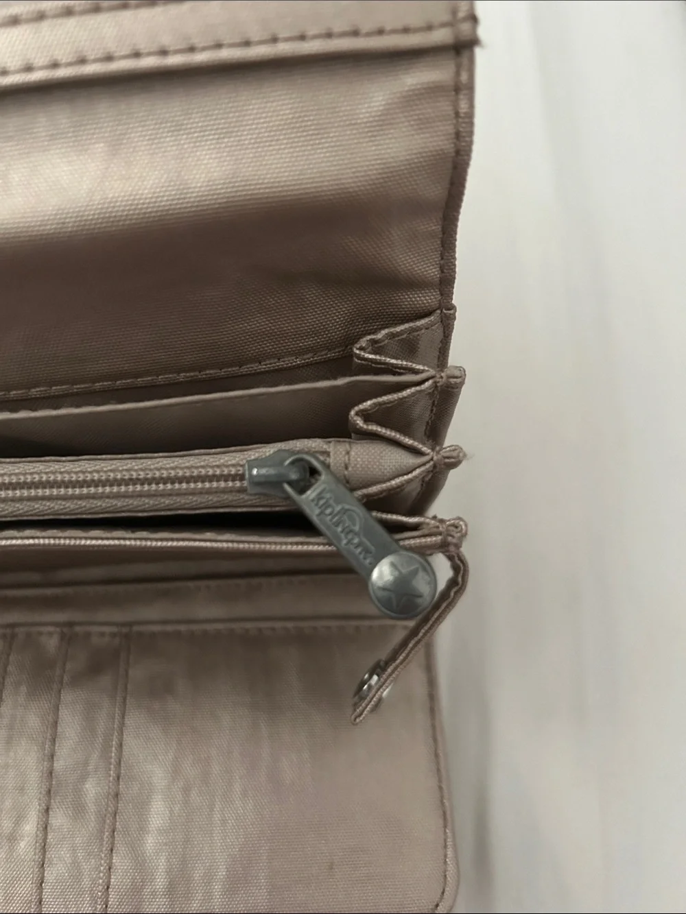 Kipling Metallic Rose-Gold Fold Wallet